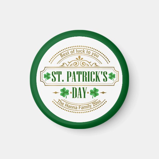 Personalized St. Patrick's Day I Luck of the Irish マグネット (正面)
