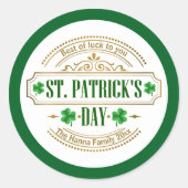 Personalized St. Patrick's Day I Luck of the Irish ラウンドシール (正面)