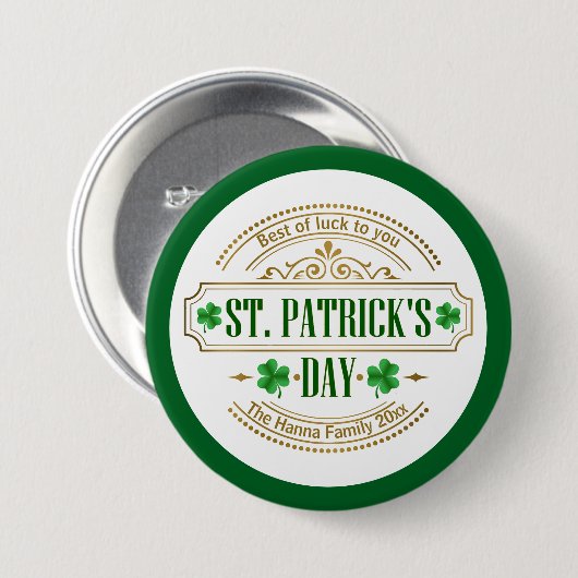 Personalized St. Patrick's Day I Luck of the Irish 缶バッジ (正面&裏面)