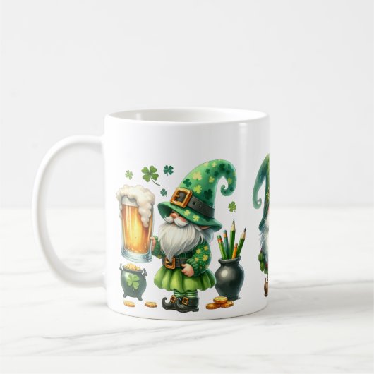 Personalized St. Patrick's Day Leprechauns Ceramic コーヒーマグカップ (左)