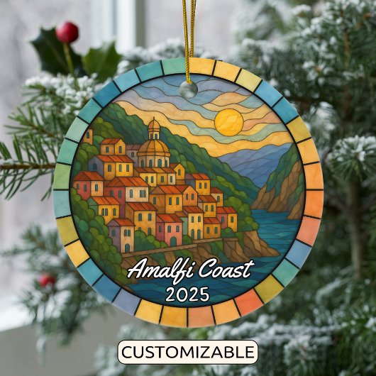 Personalized Stained Glass Amalfi Coast Ornament セラミックオーナメント