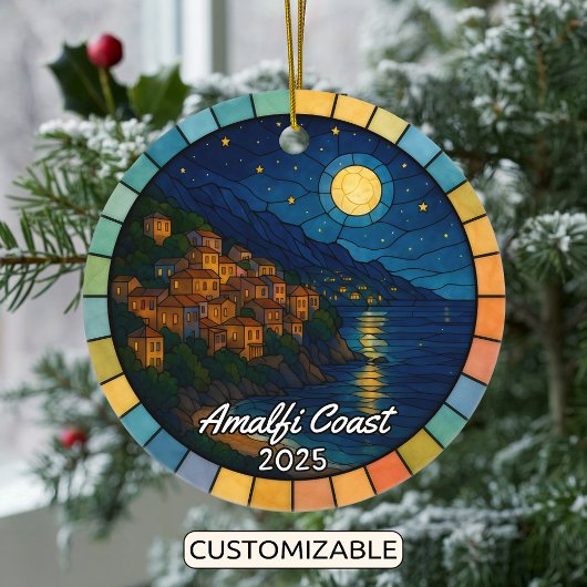 Personalized Stained Glass Amalfi Coast Ornament セラミックオーナメント