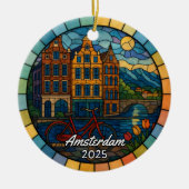 Personalized Stained Glass Amsterdam Ornament セラミックオーナメント (正面)