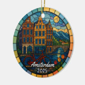 Personalized Stained Glass Amsterdam Ornament セラミックオーナメント (左)