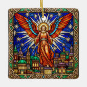Personalized Stained Glass Archangel Jerusalem セラミックオーナメント (正面)