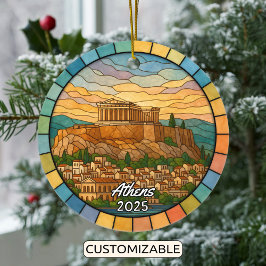 Personalized Stained Glass Athens Ornament セラミックオーナメント