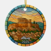Personalized Stained Glass Athens Ornament セラミックオーナメント (正面)