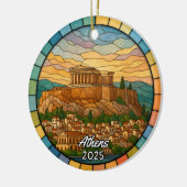 Personalized Stained Glass Athens Ornament セラミックオーナメント (左)