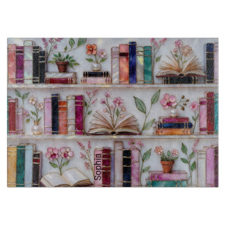 Personalized Stained Glass Bookshelf Cutting Board カッティングボード