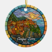Personalized Stained Glass Cinque Terre Ornament セラミックオーナメント (正面)