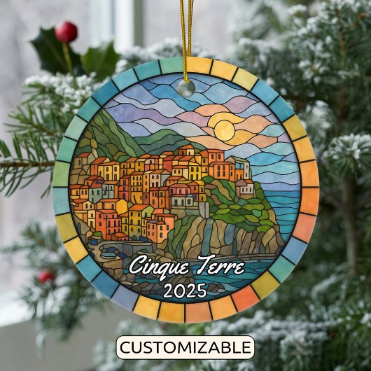 Personalized Stained Glass Cinque Terre Ornament セラミックオーナメント