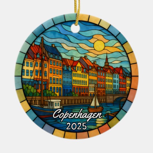 Personalized Stained Glass Copenhagen Ornament セラミックオーナメント (正面)