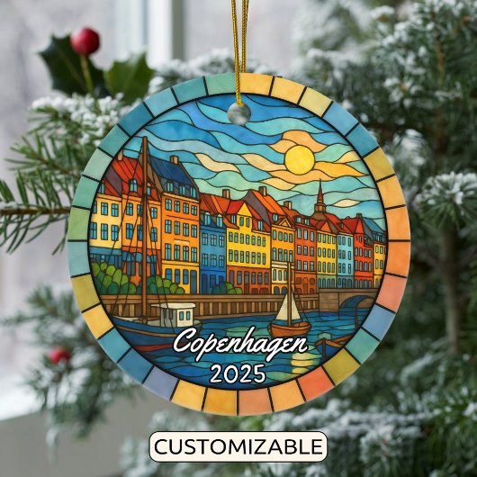 Personalized Stained Glass Copenhagen Ornament セラミックオーナメント
