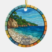 Personalized Stained Glass Croatia Ornament セラミックオーナメント (正面)