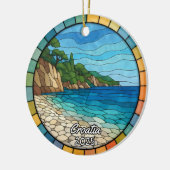 Personalized Stained Glass Croatia Ornament セラミックオーナメント (左)
