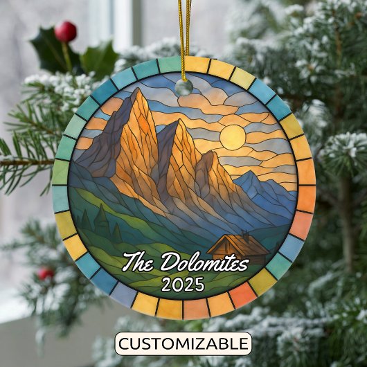 Personalized Stained Glass Dolomites Ornament セラミックオーナメント