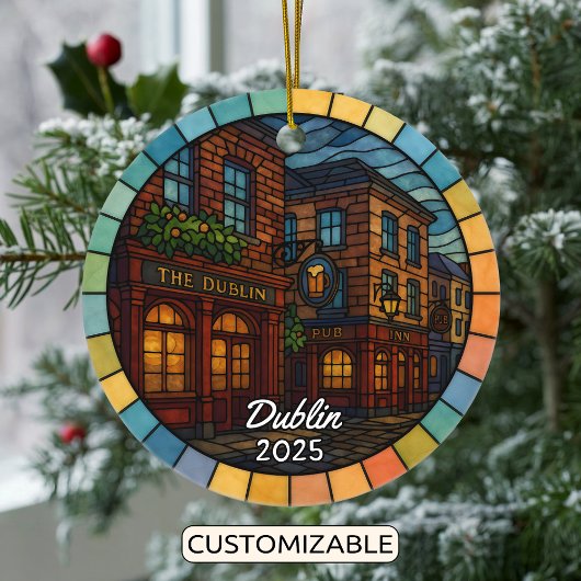 Personalized Stained Glass Dublin Ireland セラミックオーナメント