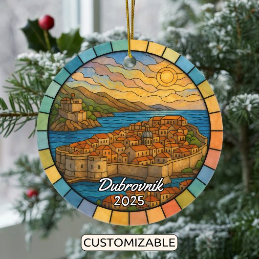 Personalized Stained Glass Dubrovnik, Croatia セラミックオーナメント