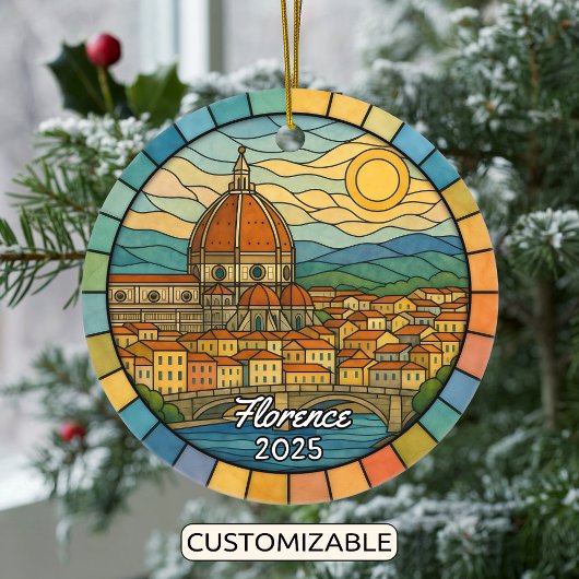 Personalized Stained Glass Florence, Italy セラミックオーナメント