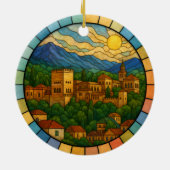 Personalized Stained Glass Granada Ornament, Spain セラミックオーナメント (裏面)