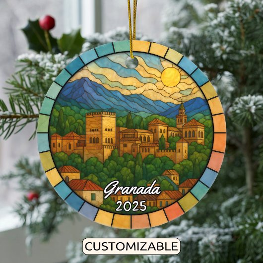 Personalized Stained Glass Granada Ornament, Spain セラミックオーナメント