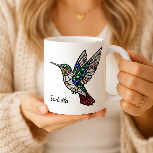Personalized Stained Glass Hummingbird Coffee Cup コーヒーマグカップ