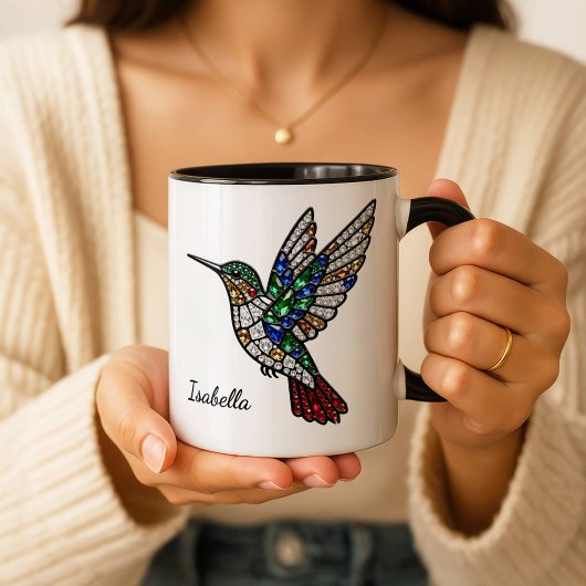 Personalized Stained Glass Hummingbird Coffee Cup  マグカップ