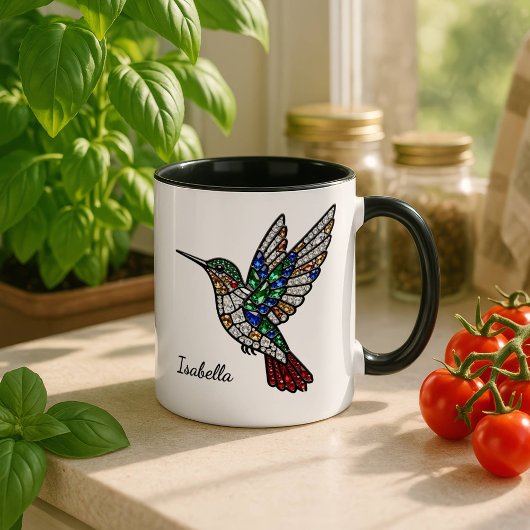 Personalized Stained Glass Hummingbird Coffee Cup  マグカップ