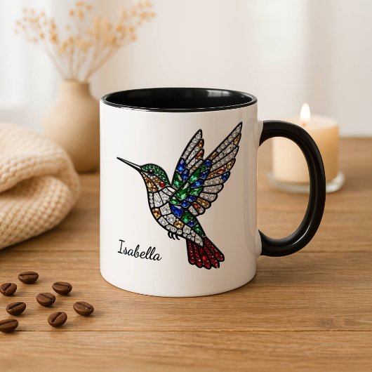 Personalized Stained Glass Hummingbird Coffee Cup  マグカップ