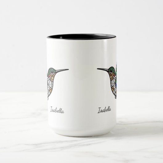 Personalized Stained Glass Hummingbird Mug マグカップ (中央)