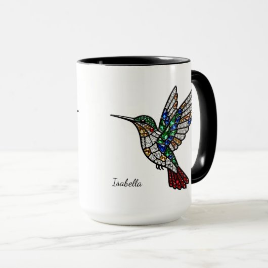 Personalized Stained Glass Hummingbird Mug マグカップ (正面右)