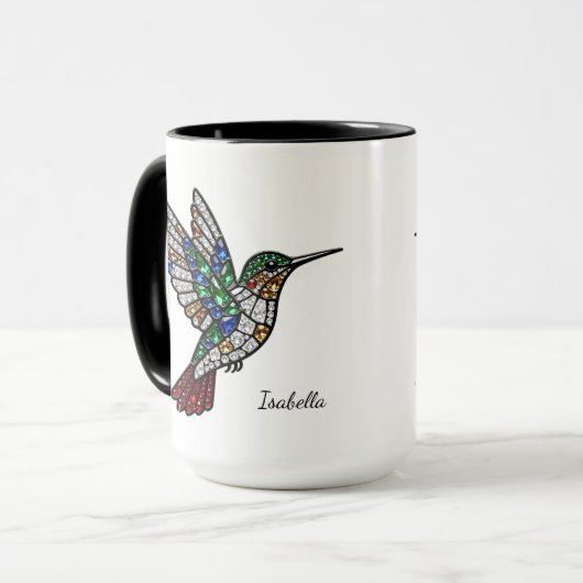 Personalized Stained Glass Hummingbird Mug マグカップ (正面左)