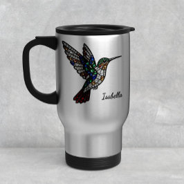 Personalized Stained Glass Hummingbird Travel Mug トラベルマグ