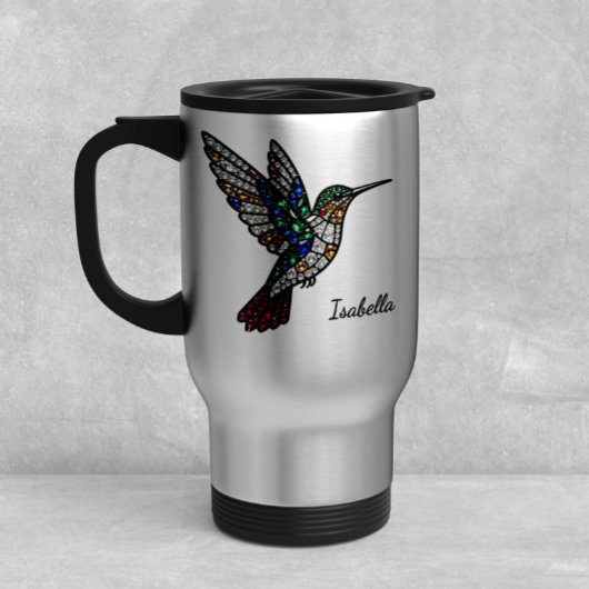 Personalized Stained Glass Hummingbird Travel Mug トラベルマグ