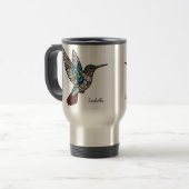 Personalized Stained Glass Hummingbird Travel Mug トラベルマグ (正面左)