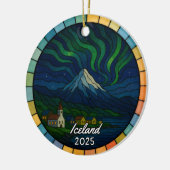 Personalized Stained Glass Iceland, Europe セラミックオーナメント (左)