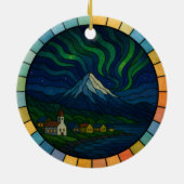 Personalized Stained Glass Iceland, Europe セラミックオーナメント (裏面)