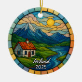 Personalized Stained Glass Ireland, Europe セラミックオーナメント (正面)