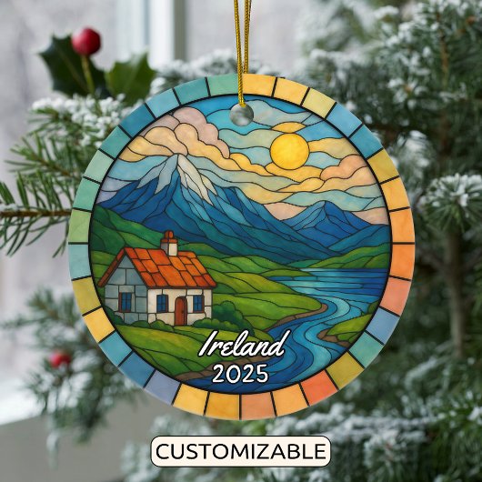Personalized Stained Glass Ireland, Europe セラミックオーナメント
