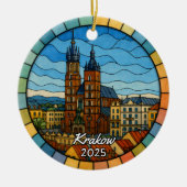 Personalized Stained Glass Krakow Ornament, Poland セラミックオーナメント (正面)