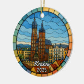 Personalized Stained Glass Krakow Ornament, Poland セラミックオーナメント (左)