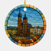 Personalized Stained Glass Krakow Ornament, Poland セラミックオーナメント (裏面)