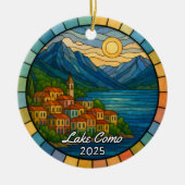Personalized Stained Glass Lake Como, Italy セラミックオーナメント (正面)