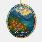 Personalized Stained Glass Lake Como, Italy セラミックオーナメント (左)