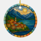 Personalized Stained Glass Lake Como, Italy セラミックオーナメント (裏面)