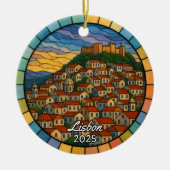 Personalized Stained Glass Lisbon, Portugal セラミックオーナメント (正面)