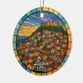 Personalized Stained Glass Lisbon, Portugal セラミックオーナメント (左)