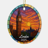 Personalized Stained Glass London, England セラミックオーナメント (左)