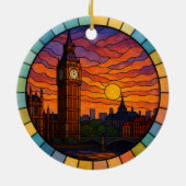 Personalized Stained Glass London, England セラミックオーナメント (裏面)