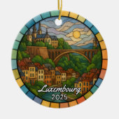 Personalized Stained Glass Luxembourg, Europe セラミックオーナメント (正面)